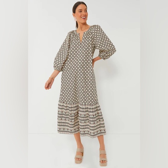 Tuckernuck Birch Cane Border Lyles Dress size L - Picture 2 of 11